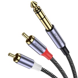 MOSWAG 1/4" to RCA Audio Cable, Quarter inch TRS to RCA Audio Cable 6.35mm Stereo Jack to Dual RCA Insert Cable Y Splitter Cable-3.3FT