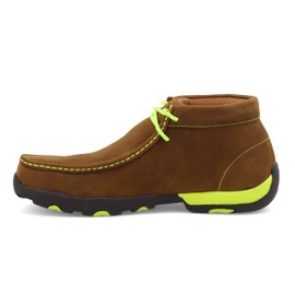 Twisted X Men's Work Chukka Driving Moc, Moc Toe Steel Toe, Distressed Saddle & Yellow, 13 M