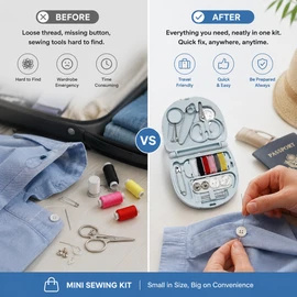 Mini Travel Sewing Kit for Quick Repairs – 2-Pack Portable Sewing Box for Home, Office, and Trips