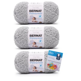 Bernat Yarn Pipsqueak Yarn, 3.5 Oz, 3-Pack Bundle with Bella's Crafts Stitch Markers (Elephant)