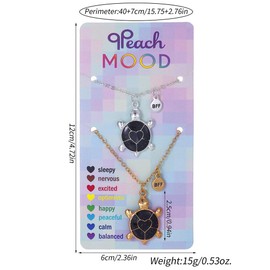 Cute Butterfly Cat Turtle Color Changing Mood Necklace Set for Women Emotion Feeling Temperature Sensing Animals Pendant Necklace with Card Couple Friendship Jewelry Gifts-Turtle
