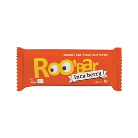 Roobar Rohkostriegel Inka-Beeren – Milchfrei & Glutenfrei, 100% Bio, Vegan,Roh, mit Superfoods, Ohne Zusatz von raffiniertem Zucker – 12 x 30g Riegel in einer Box