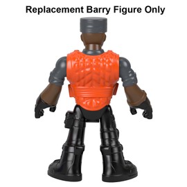 Replacement Part for Fisher-Price Imaginext Jurassic World Dinosaur Playset - HMJ79 ~ Replacement Poseable Figure Barry ~ Dressed in Black Cargo Pants and Orange Vest, Black, Orange, Brown