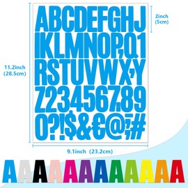 15 Sheets Letter Stickers, Self Adhesive Vinyl Letters Numbers Kit, 2 inch Mailbox Numbers Stickers for Mailbox, Window, Door, Home, Business, Address Number, Lockers, 2 Inch, Multicolor