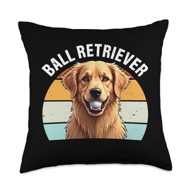 Golf Ball Retriever Funny Golden Retriever Dog Owner Throw Pillow