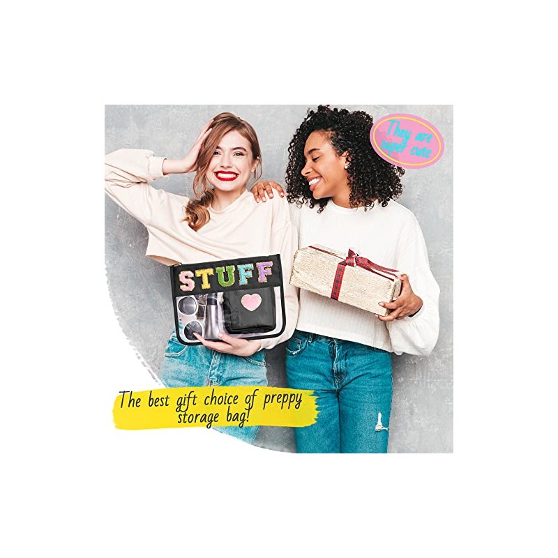 Bolsa de cosméticos, 2 bolsas de maquillaje con letras, Negro