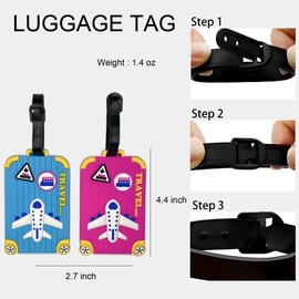 ANINIUCN 2-Pack Airplane Suitcase Luggage Tags – Colorful Silicone Travel Accessories for Teens & Adults – Fun and Durable ID Labels