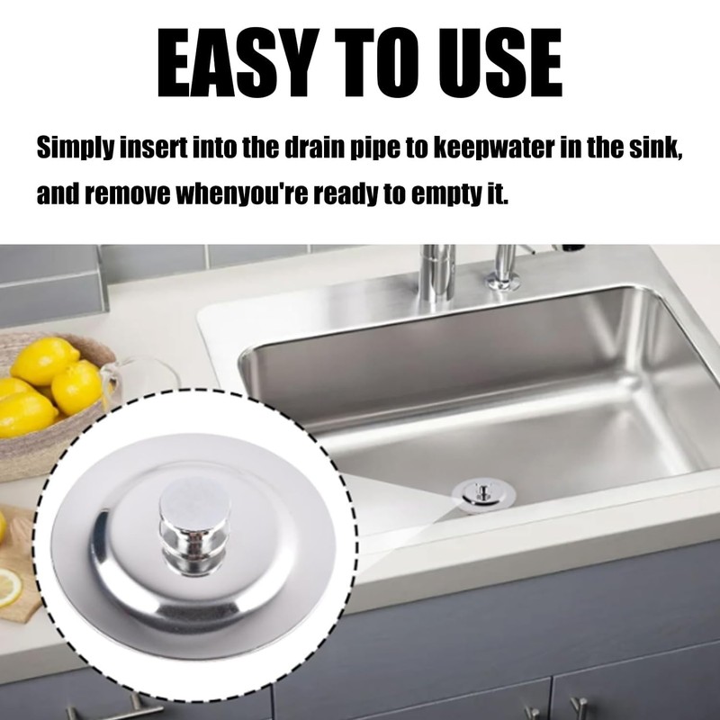 Universal Bath Plug for 40-45mm Holes - Stainless Steel Drain