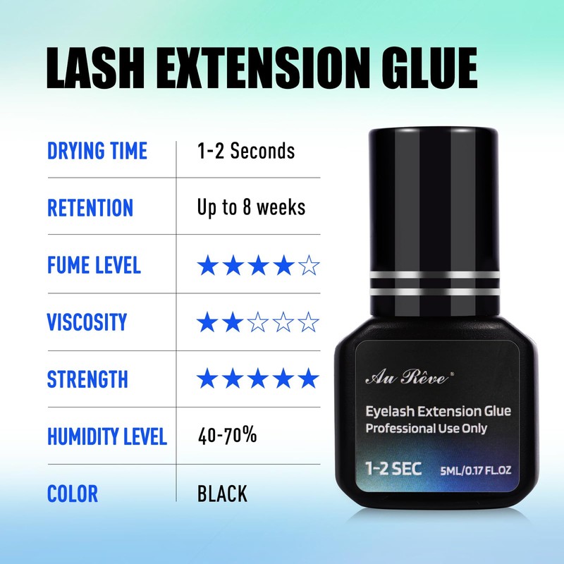 Eyelash Extension Glue, Lash Glue 1-2 Sec Drying Time 7-8