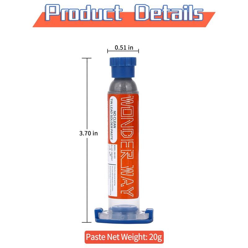 Wonderway Sn63/Pb37 T4 Tin Lead Solder Paste No Clean, 183℃