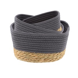 Classic Cotton Storage Baskets Organizer Padang Bins Stackable for Shelves- Set of 3 - Ideal as Diaper Basket, Dog Toy Basket, Laundry Basket or Baby Gift Basket (Gray/Natural)