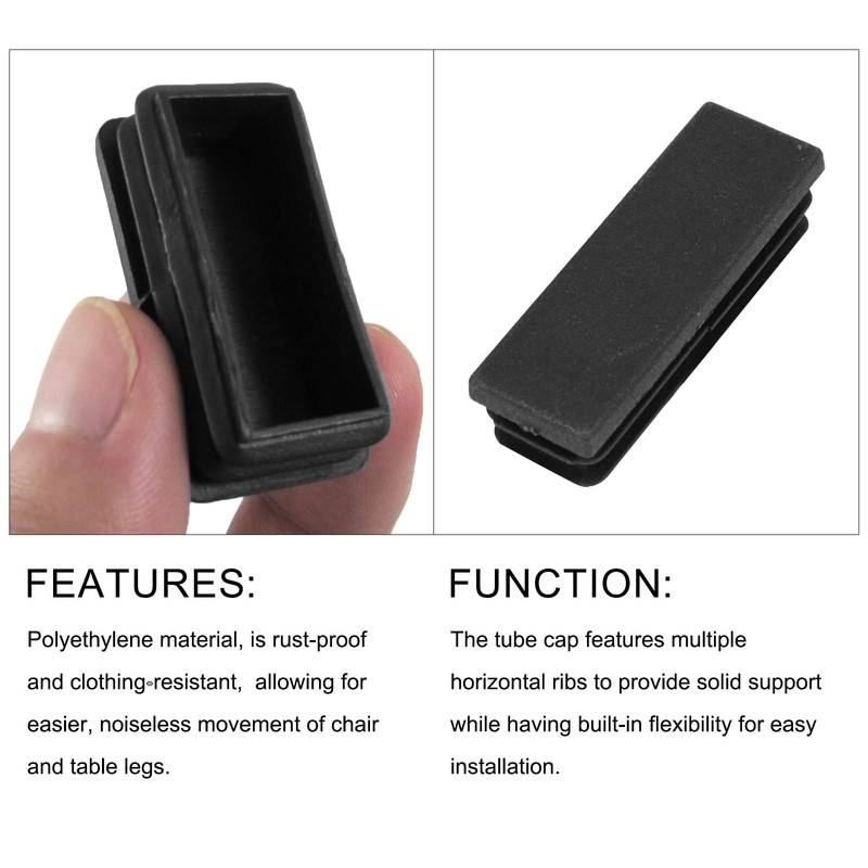 METALLIXITY 12pcs Rectangle End Caps (60x20mm) Plastic Rectangle Tube Insert