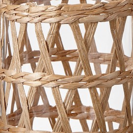 tag Island Collection Clear Glass High Ball Glass Drinkware with Natural Cattail Braided Sleeve, 16 oz. 2.87inLx2.87inWx6.3inH Brown