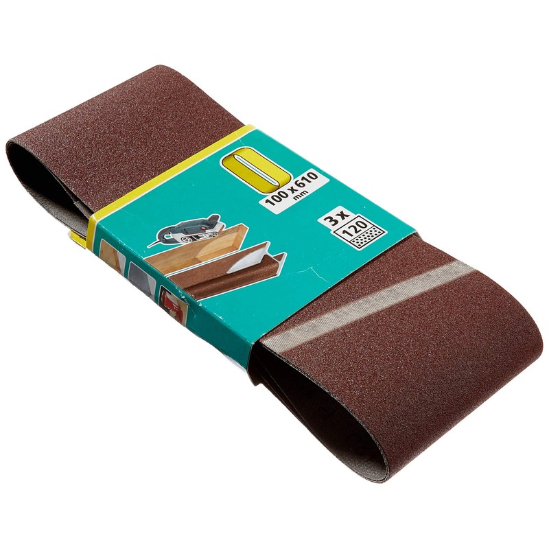Wolfcraft 1863000 100 x 610mm Sanding Belts with 120-Grit