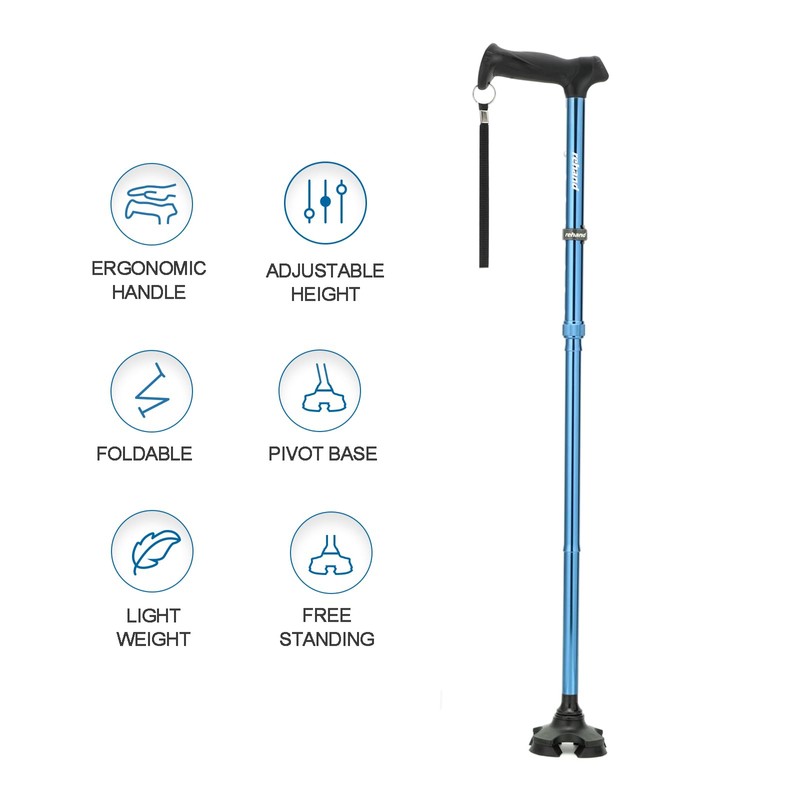 REHAND Walking Cane for Men & Women - Foldable, Adjustable,
