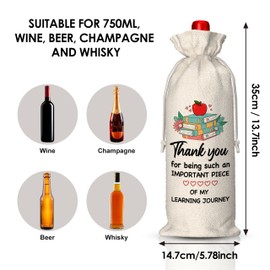 EUFJDKSL Teacher Appreciation Gifts Wine Bag, Thank You Gifts for Teacher Mentor Friend Partner, for Graduation, Leaving, End of Year, Back to School Party Favors