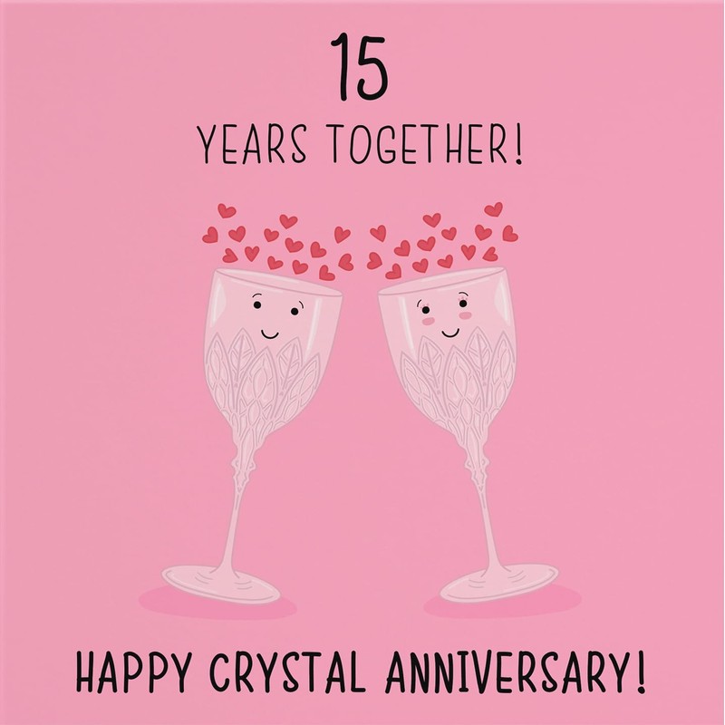 Hunts England - 15th Wedding Anniversary Card - Crystal Anniversary