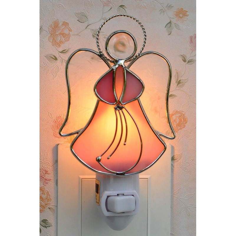 Stained Glass Angel Night Light Decorative Accent Lite Wall Plug