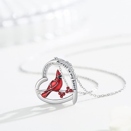 Midir&Etain Sterling Silver Red Bird Necklace Cardinal Jewelry Special Memorial Gift for Mom, Wife, Grandma