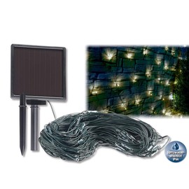 Lunartec Solar Curtain: Solar LED Light Net, 144 LEDs, White, 2 x 2 m, IP44 (Solar Light Curtain Outdoor, Light Curtain, Solar Outdoor, Christmas Tree Lighting Wireless)