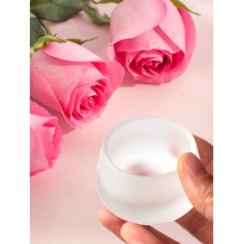 Tazón de cristal mate para uñas (2 unidades) con tapa de cristal mate, con tapa de metal de acero inoxidable, para decoración de uñas, cristal