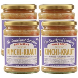The Sauerkraut Co. Kimchi Kraut (4x500g) Spicy & Delicious, Packed Full of Pro-Gut Living Bacteria (Unpasteurised), Vital Vitamins & Minerals