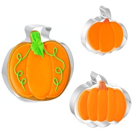 JOB JOL Cookie Cutters 3 PCS, Pumpkin Cookie Cutters, 3'' to 4.5''