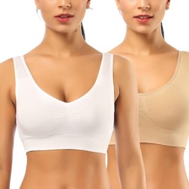 BESTENA Comfort Bra, 2 Pack Seamless Removable Pads Sleep Bras, Yoga Bra, Sports Bras for Women