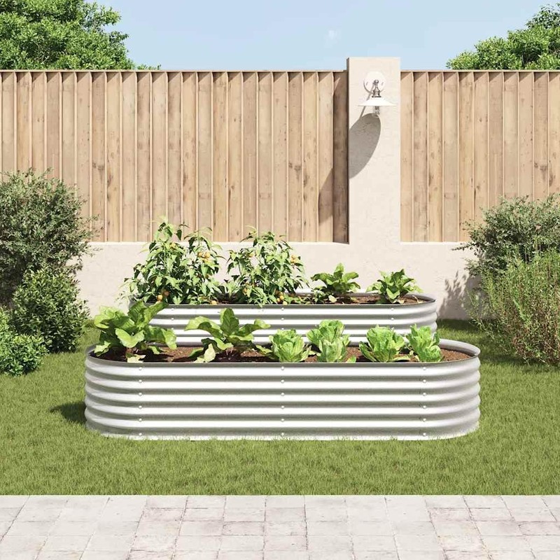 CHARMMA Garden Raised Bed Silver Galvanized Steel Large Durable,Pots &