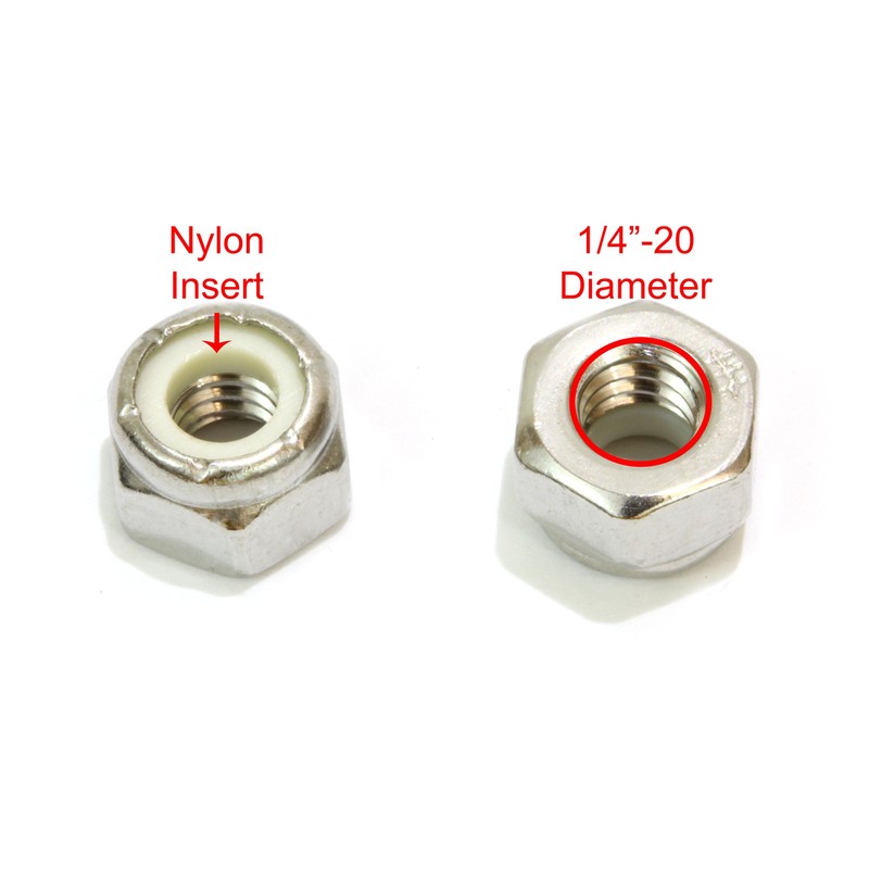1/4"-20 Nylon Insert Lock Nut (100 Pieces) Stainless Steel Finish