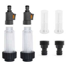 Pack of 2 Motorhome Water Filters with Replacement Strainer with 3/4 Inch Quick Adapter and Regulating Valve, with Water Filter Insert, for Motorhome, Caravan, Caravan and Boat Accessories