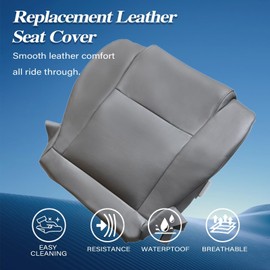 GXARTS Non-Perforated Driver Side Bottom Replacement Leather Seat Cover Gray Compatible with Toyota Tundra Work Truck 2007 2008 2009 2009 2010 2011 2012 2013