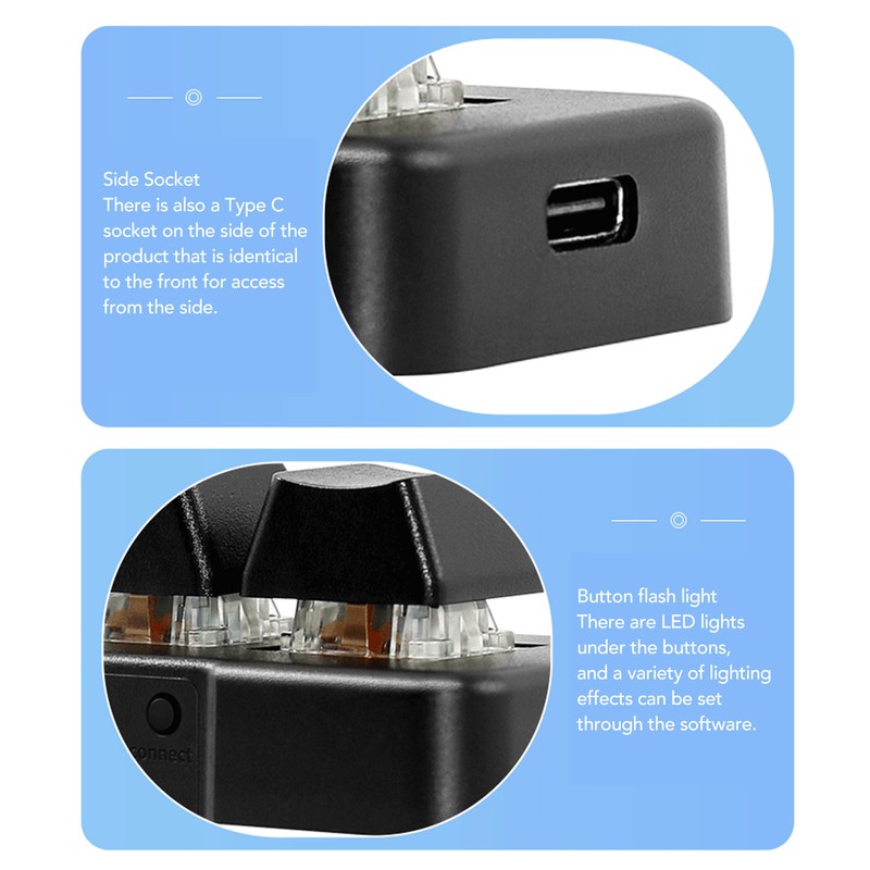 Customize 3 Keys Keyboard Black 3 Keys One Handed Mini