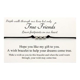 Lucor True Friends Gifts,Best Friends Bestie Gifts,Star Friendship Wish Bracelet,Leaving Gifts,Birthday Christmas Gifts(Brown)
