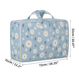 CAPASTEC Storage Bag with Zip, for Clothes, Bedding, Blanket, Clothing Storage, Floral Pattern Holiday Bag, 72 x 31 x 52 cm, Blue