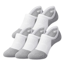 Gonii No Show Socks Womens Athletic Compression Running Low Cut Cushioned Socks 5 Pairs White