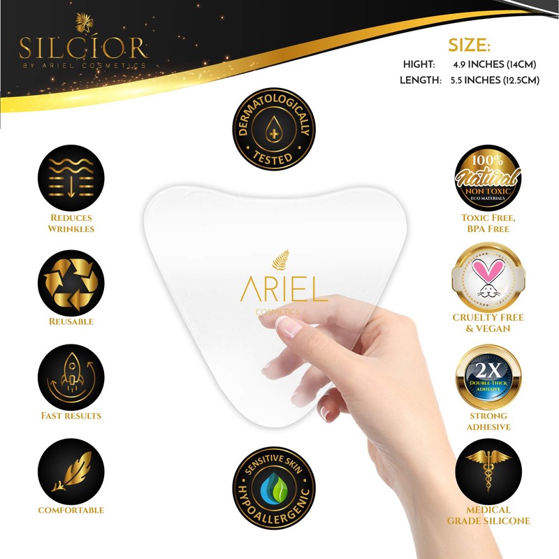 SILCIOR 4 PACK Chest Wrinkle Pads, Silicone Chest Pad, Decollete