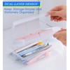 Nuozme Double Layer Large Capacity Pencil Box,Plastic Translucent Pencil Box,