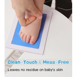 Zemiu XL Size Baby Imprint Set, 2 Pieces Baby Handprint and Footprint Set, Clean Touch Ink Pad for Newborns/Baby Shower/Family Gift, Paw Print Set, Blue