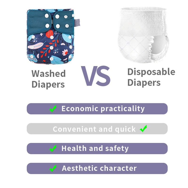4pcs/pack Baby Cloth Diapers Washable Reusable Pocket Cloth Diaper Quick