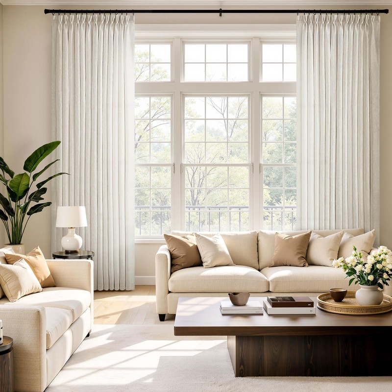 MIULEE Pinch Pleated Natural Linen Curtains 84 Inches Long 2