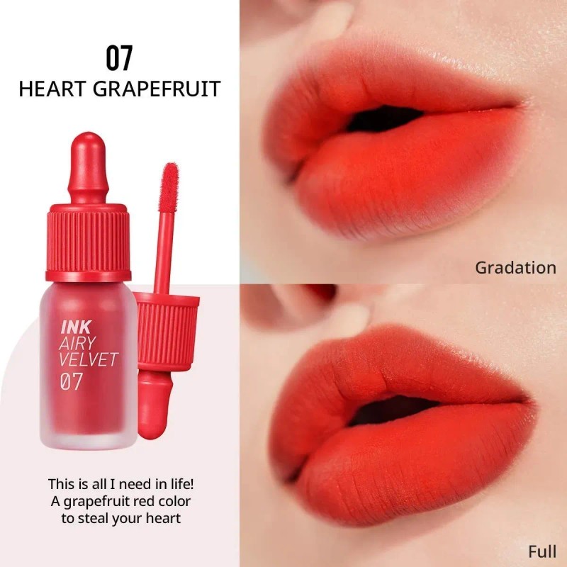 Peripera Labial Ink Airy Velvet Heart Grapefruit 07 Acabado Mate