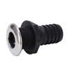 1 1/2in Through Hull Drain Straight Black with Stainless Steel