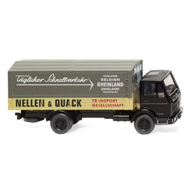 Wiking 043702 Flatbed Truck (MB NG) Nellen & Quack Black Grey Tarpaulin Track HO 1:87 Not a Toy