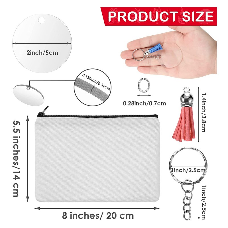 Sublimation Cosmetic Bag Blanks Set DIY Thermal Transfer Blank Cosmetic