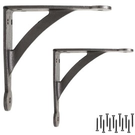 EDUWURXS Industrial Cast Iron Penny Gallow Shelving Brackets Pack of 2 5X5 Heavy Duty Wall Brackets for Shelves, Kitchen Shelves, Living Room, Additional
