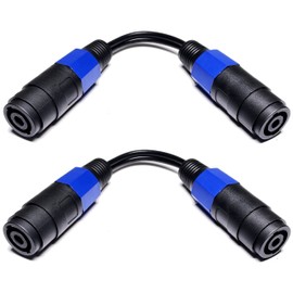 CNCESS CESS-124 Speakon Female to Female Connector Jack 2 Pole Straight Coupler Cable for Speaker/Amp, 2 Pack