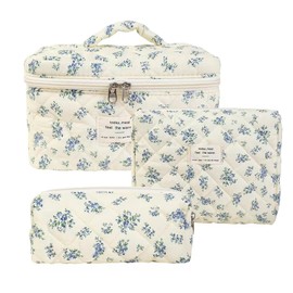 3 x Cosmetic Bag Women's Travel Toiletry Bag Set, Toiletry Bag, Make Up Bag, Large Capacity Flowers Make-Up Bag, Cosmetic Bag, Gourd Flower, Travel Cosmetic Bag