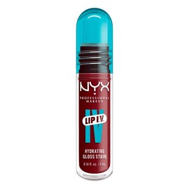 NYX Professional Makeup Lip IV, Gloss Serum Hidratante, fórmula 3 en 1: Brillo + tinta + hidratación, 12H de duración, con agua de coco y magnesio,fórmula vegana, 5ml - Tono Cranberry Splash (rojo)