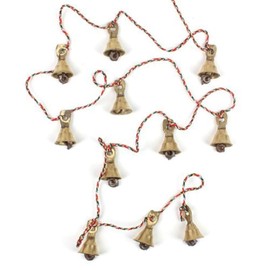 Rastogi Handicrafts Brass Decorative String of 11 Metal Vintage Indian Style Fair trade Wall Hanging Bells (2)